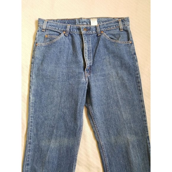 VTG LEVIS 517 Made in USA DENIM BLUE JEANS TALL BOOTCUT Mens 35 x 36